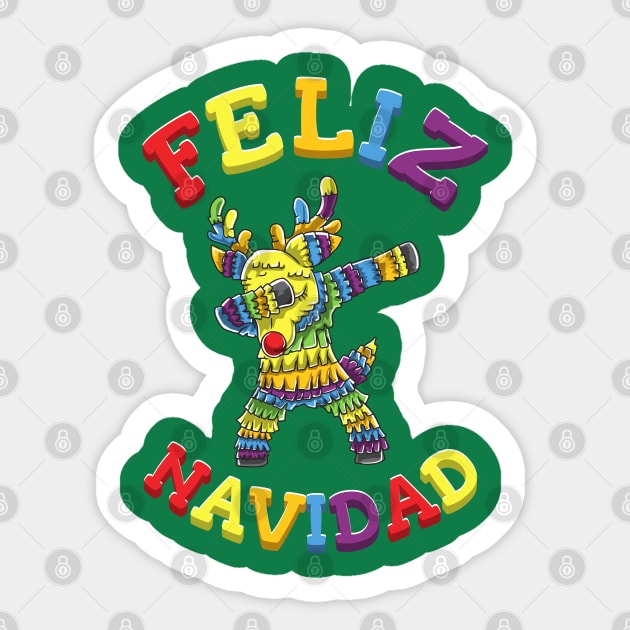 Feliz Navidad Dabbing Pinata Christmas Sticker by E